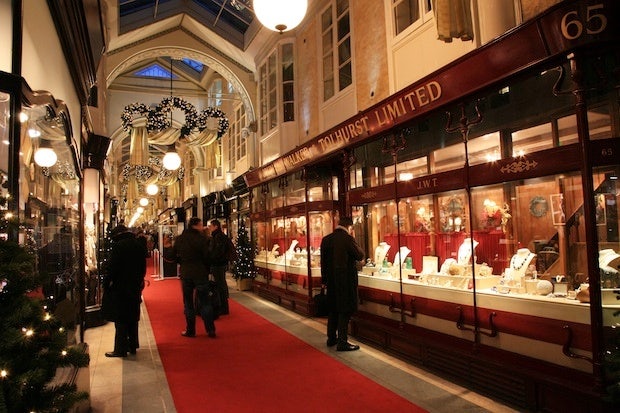 The Burlington Arcade, a 19th century European shopping gallery, behind Bond Street in London. (Shutterstock)