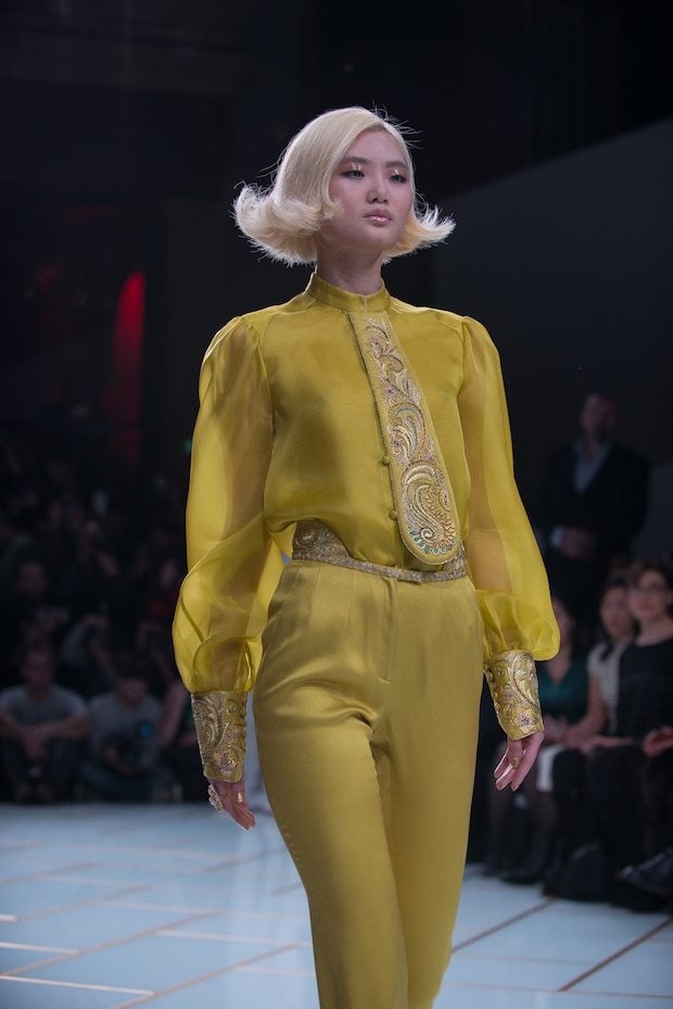 A look from Guo Pei's spring/summer 2016 couture collection. (Brandie Raasch)