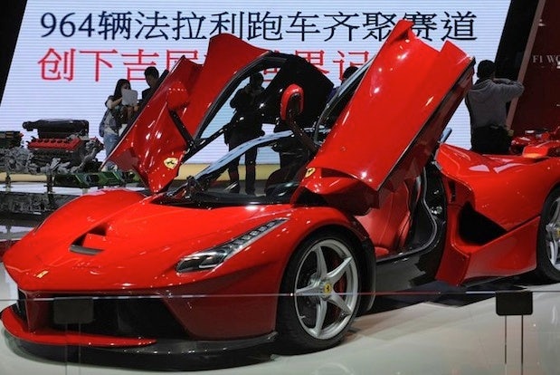 The Ferrari display at the 2013 Shanghai Auto Show.