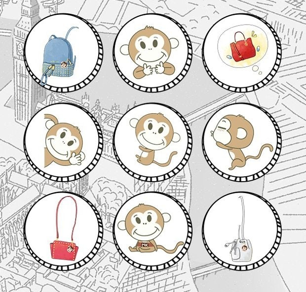 "In" users can choose from these Michael Kors stickers to liven up their photos before sharing them with friends. (Courtesy Photo)