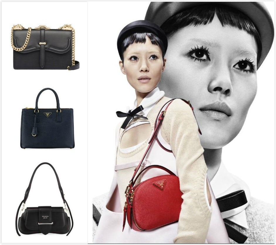 Prada's "Galleria" collection (the second on the left side) was popular among white-collar women. In the past two years, the company also unveiled the “Sidonie,” (the third on the left side) “Belle,” (the first on the left side) and “Odette” collections to cater to the worldwide fever for tiny but chic bags. Photo: Jing Daily illustration