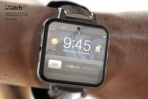 A rendering which provides a guess about what the new iWatch may look like. (International Digital Times)