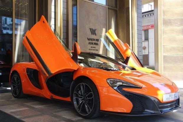 A McLaren sports car on display at Waldorf Astoria Beijing. (Courtesy Photo)