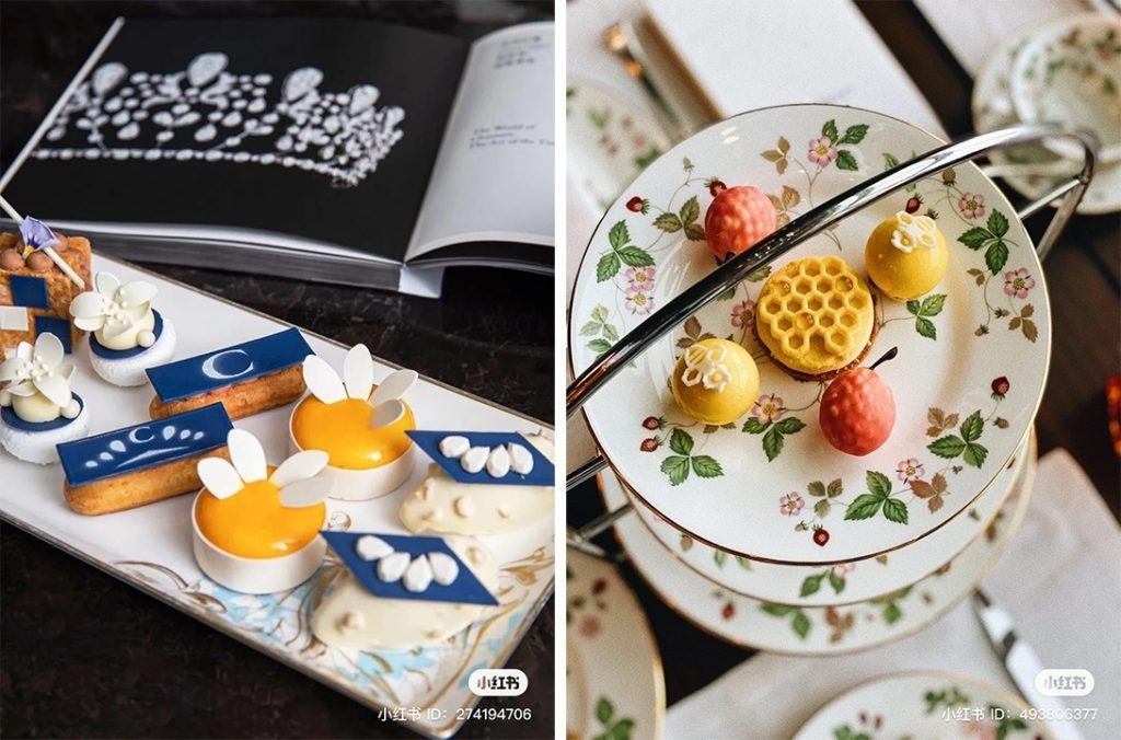 Chaumet created afternoon tea sets based on different signature collections. Photo: Xiaohongshu