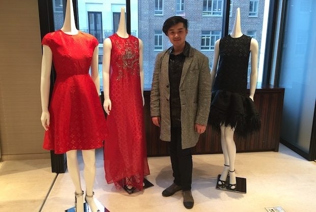 Chinese designer Huishan Zhang at Barney's in New York with pieces from his new capsule collection to celebrate the upcoming Met Gala. (Courtesy Photo)