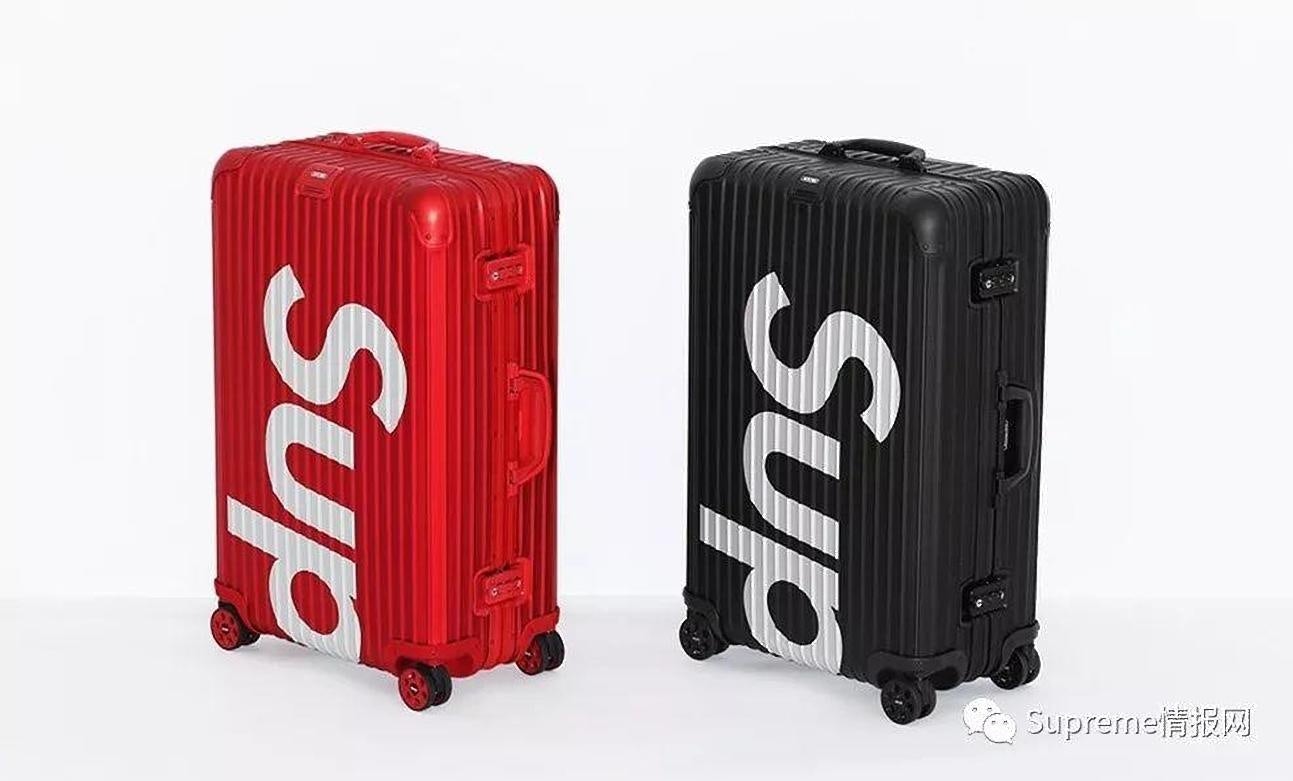 The LVMH-owned label Rimowa will unveil a special edition of the Topas Multiwheel suitcases in collaboration with the streetwear guru Supreme on April 12. Photo: Supreme Information Site, a Chinese site dedicated to breaking news about the brand. 