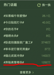 The topic is on the page of top discussed topics on Weibo