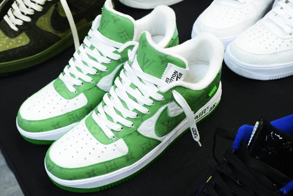 The Louis Vuitton x Air Force 1 sneakers were designed in 21 colorways as part of Virgil Abloh’s Spring 2022 men’s collection. Photo: Nike x Louis Vuitton