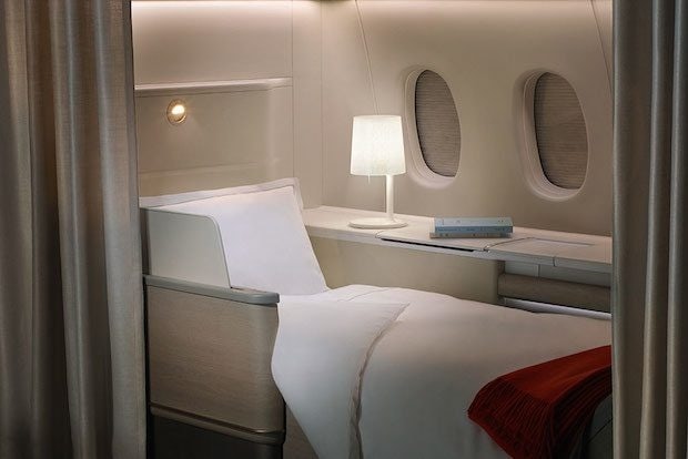 Air France's new first-class suite with a lie-flat bed. (Air France)