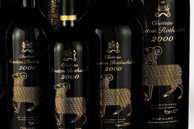 Château Mouton Rothschild’s 2000 vintage with a gold ram on the label, which especially appeals to Chinese buyers during the Year of the Ram. (Courtesy Photo)
