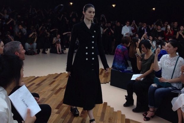 A look from Céline's first China runway show in Beijing's 798 Art Zone last week. 