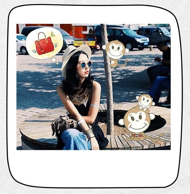 How the Michael Kors digital stickers look on a picture in China's photo sharing app "In." (Courtesy Photo)