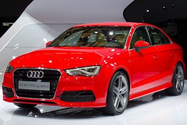 Audi has invested in China as a research and development base. Pictured above is the Audi A3 sedan debuted at the 2013 Shanghai Auto Show. (China Daily)