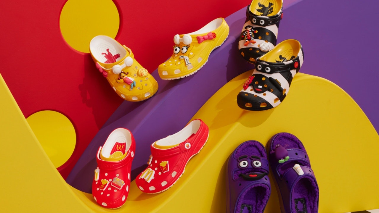 The designs of the collab reference Crocs’ classic slippers and clogs, as well as McDonald’s iconic characters, like Milkshake Brother, Birdie, and Burger Thief. Photo: Crocs

