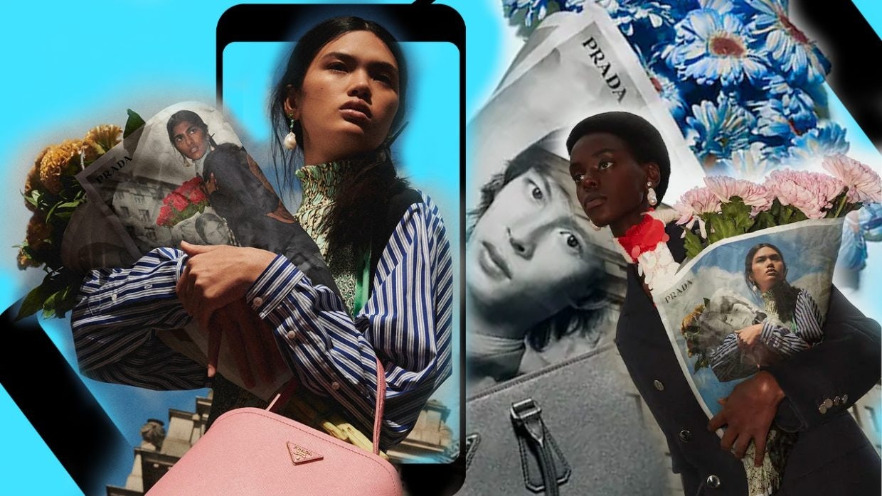 As global luxury brands launch on new social platforms, like Douyin, the importance of creating a winning brand strategy for each new platform is a must. Photo: Shutterstock, Prada. Composite: Haitong Zheng/Jing Daily.