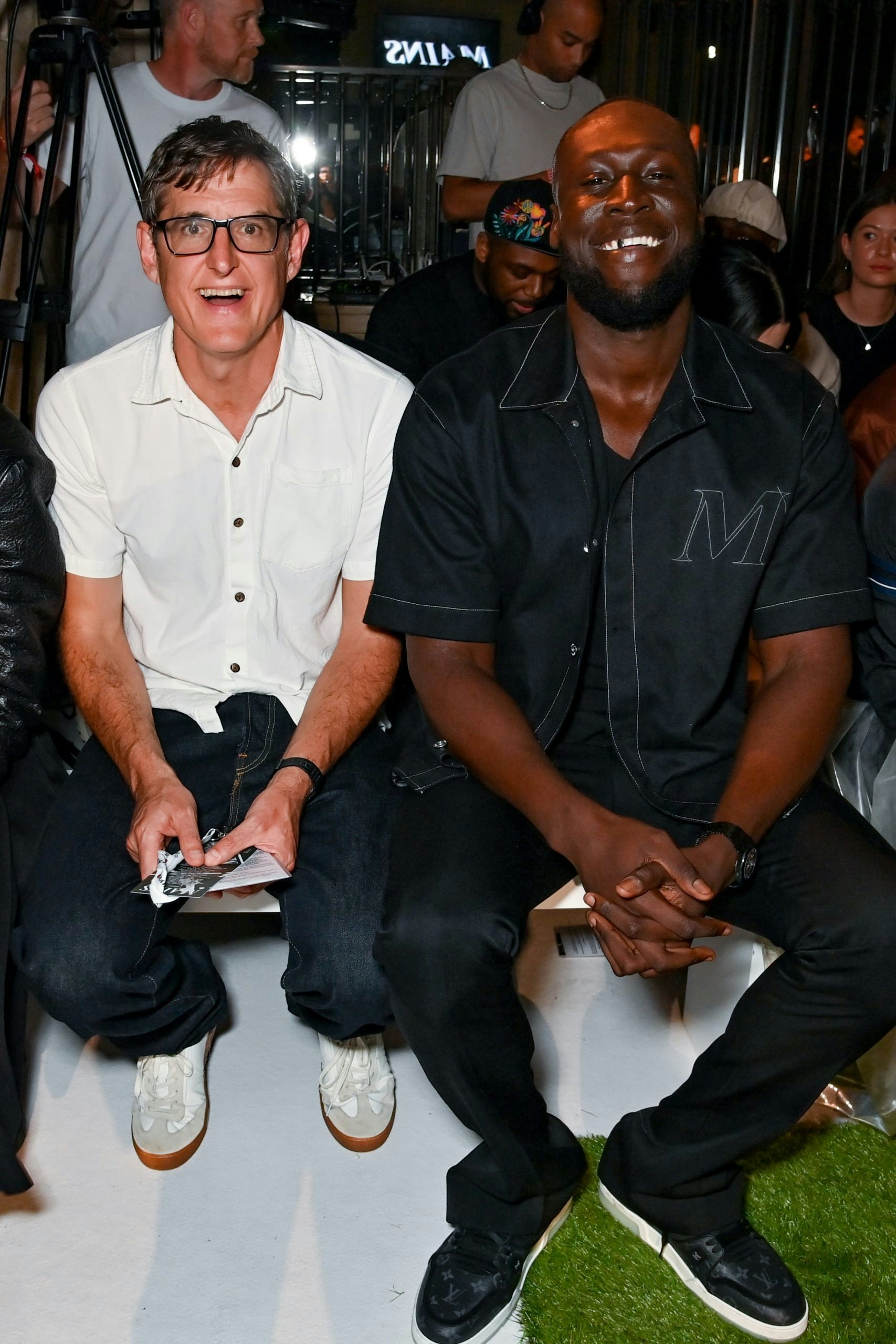 Louis Theroux and Stormzy at the Mains show. Photo: Dave Benett amp; Jed Cullen, Getty Images