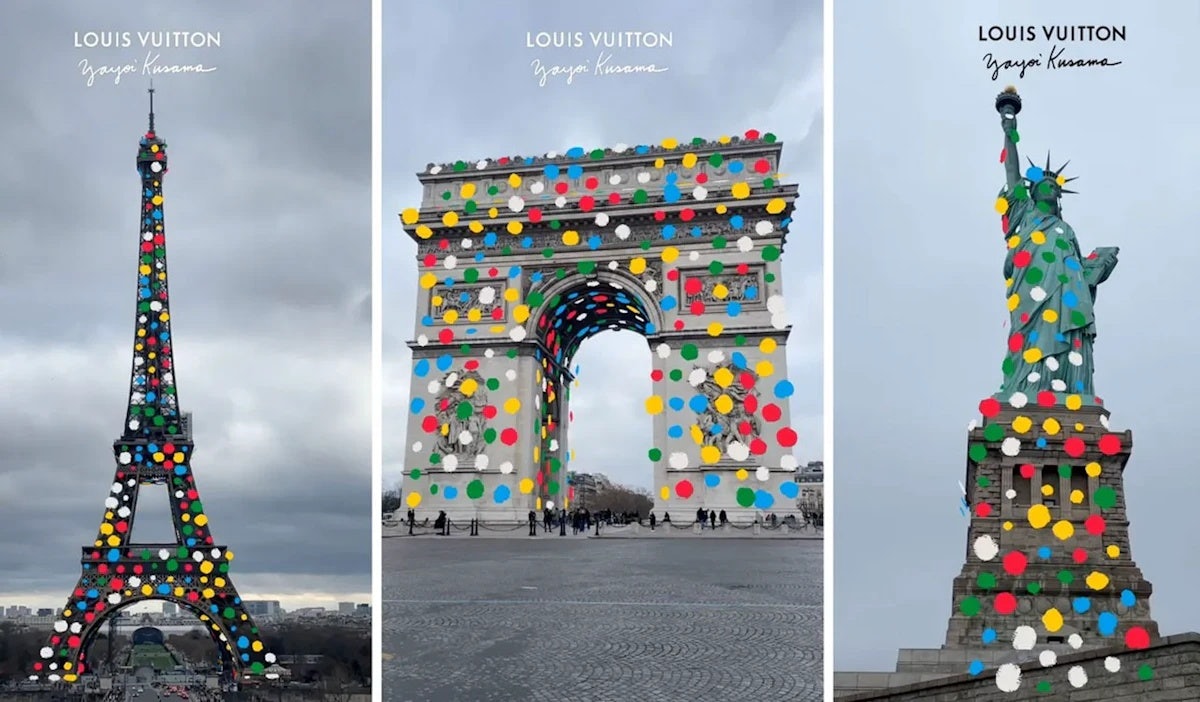 Louis Vuitton's AR Snap filter for its Yayoi Kusama collaboration. Image: Snap