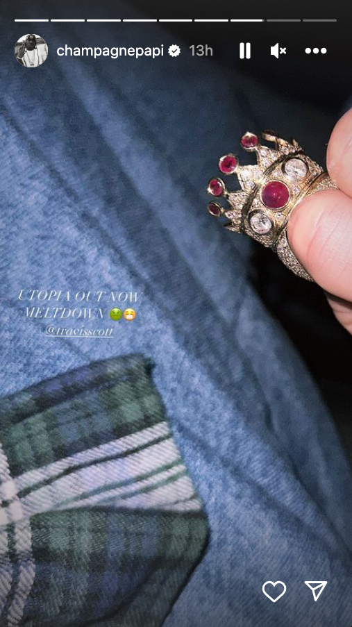 Drake purchased Tupac's custom-made ring for over 1 million. Photo: Drake Instagram