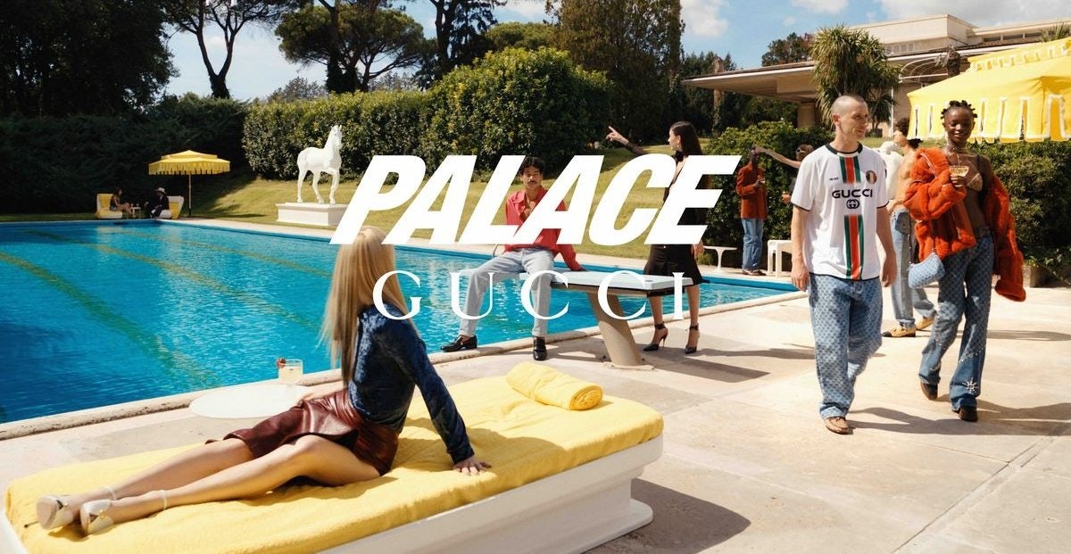In October 2022, Palace and Gucci joined forces on a ready-to-wear collection, accompanied by skateboards, accessories, and even a motorcycle by Moto Guzzi. Photo: Palace x Gucci