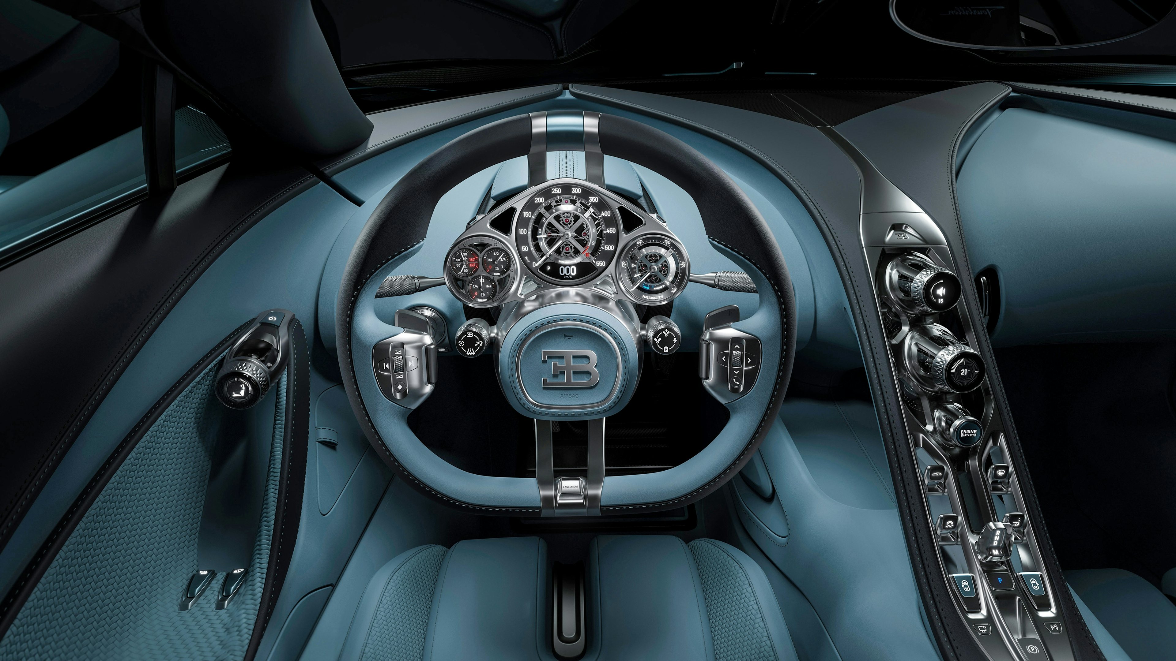 The Tourbillon hypercar features an analog driver console inspired by Swiss watchmaking technology. Image: Bugatti