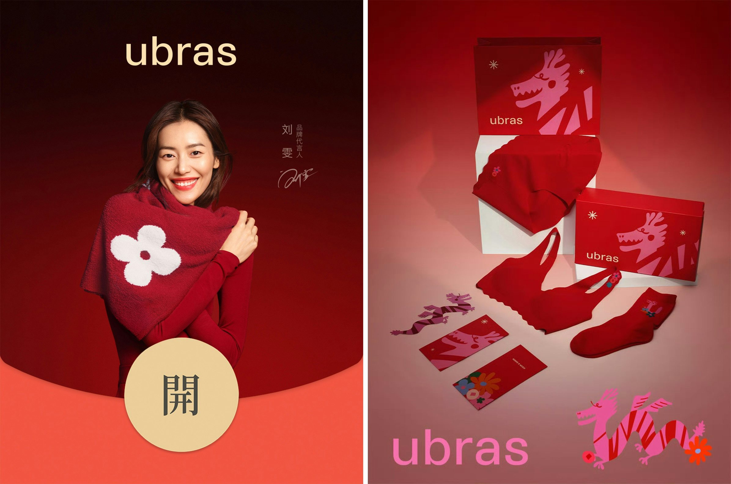 Yinilomo 4Pcs Women's Red Underwear, Chinese New Year Lucky Dragon