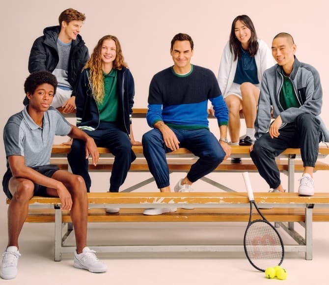 Riding the 'Tenniscore' wave, JW Anderson collaborated with former tennis player Roger Federer on an exclusive Uniqlo collection. Photo: Uniqlo