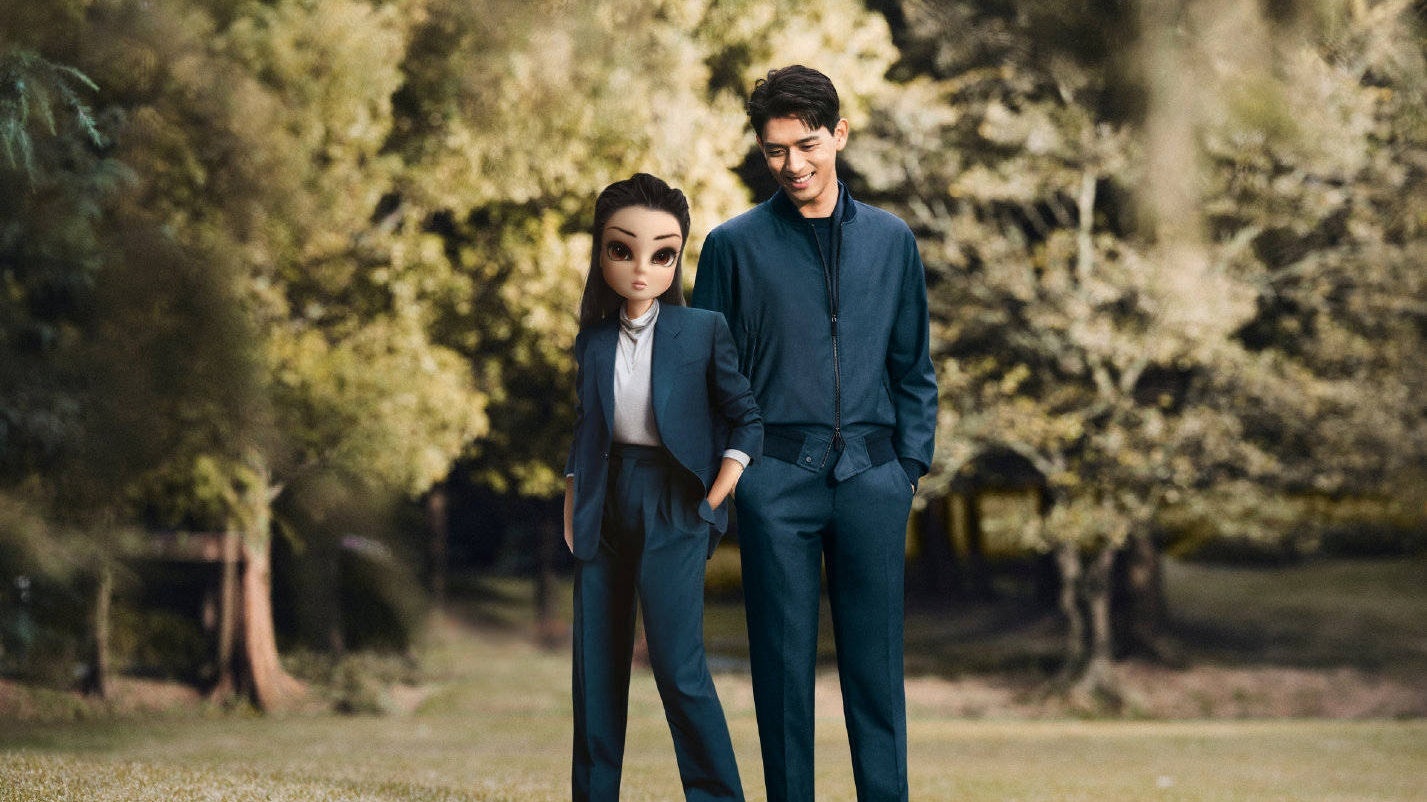 By tapping brand ambassador Li Xian and the virtual idol Noonoouri, Zegna sparked a broader conversation about masculinity and gender bias in its latest campaign. Photo: Courtesy of Zegna