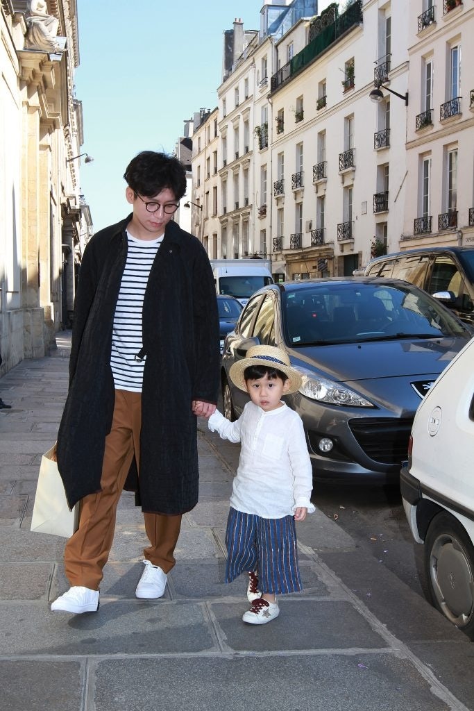 While Bonpoint does not advertise, it relies on word-of-mouth promotion and endorsements by key opinion leaders (KOLs), some of whose kids walk in the shows during Paris's Haute Couture Fashion Week. Here is KOL Freshboy and his oldest son attending Bonpoint 2018 Spring/Summer Show held in July this year. Photo: Courtesy Bonpoint