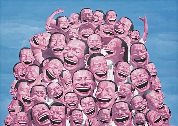 Yue Minjun's Garbage Hill is estimated to see for between $1.2 million and $2 million at Sotheby's in Hong Kong on April 5. (Sotheby's)