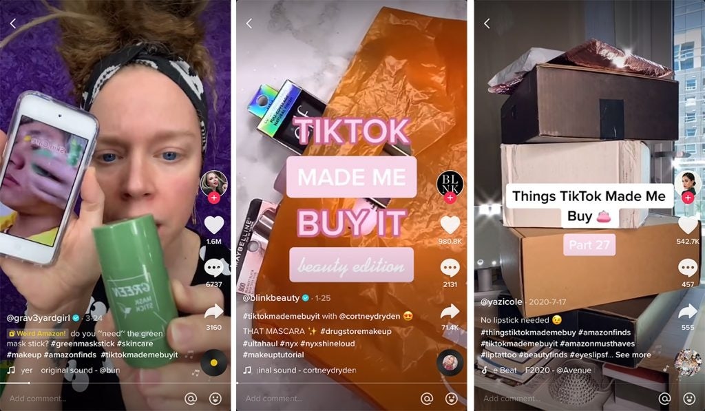 TikTok users share the items they bought based on other users' recommendations. Photo: Screenshots, TikTok