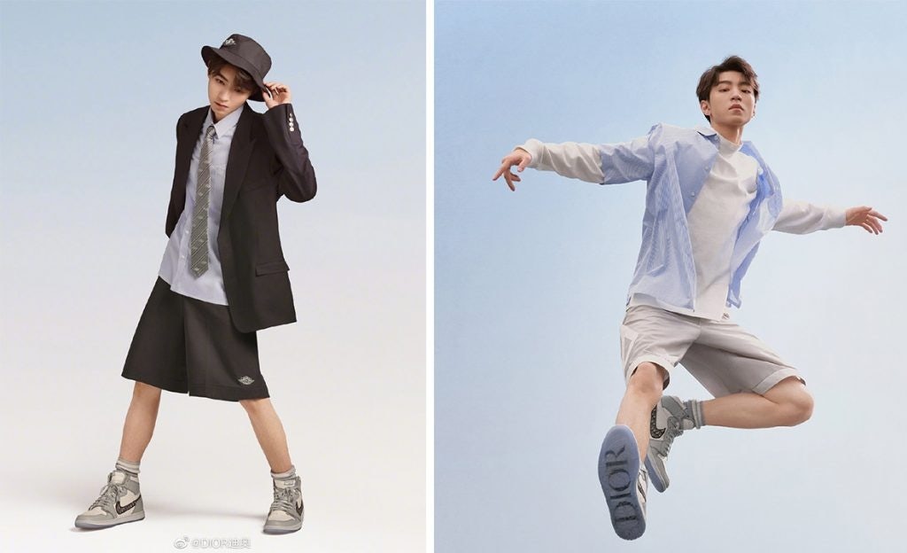TFBoy's Karry Wang poses with AJ x Dior sneakers. Photo: Courtesy of Dior