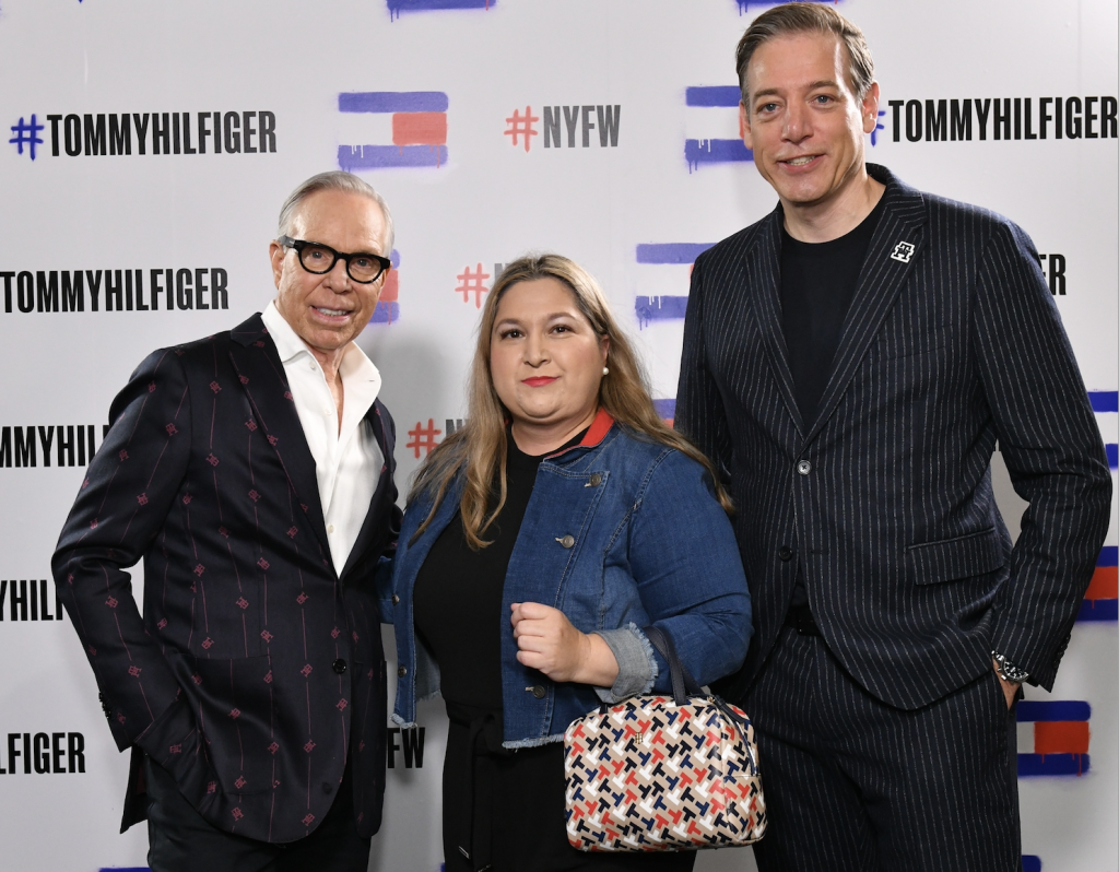 Web3 cornerstone Cathy Hackl sat FROW at Tommy Hilfiger's NYFW show last September, pictured here with Hilfiger and Martijn Hagman, Chief Executive Officer of Tommy Hilfiger Global & PVH Europe. Photo: Tommy Hilfiger