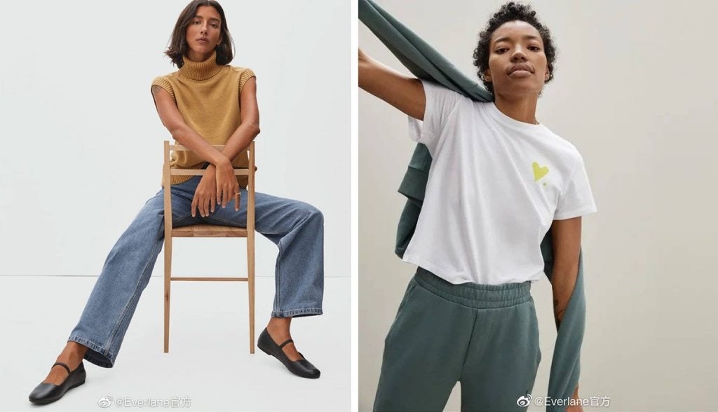 Everlane has achieved a cult-like status in the west thanks to its minimal, timeless designs. Photo: Everlane's Weibo