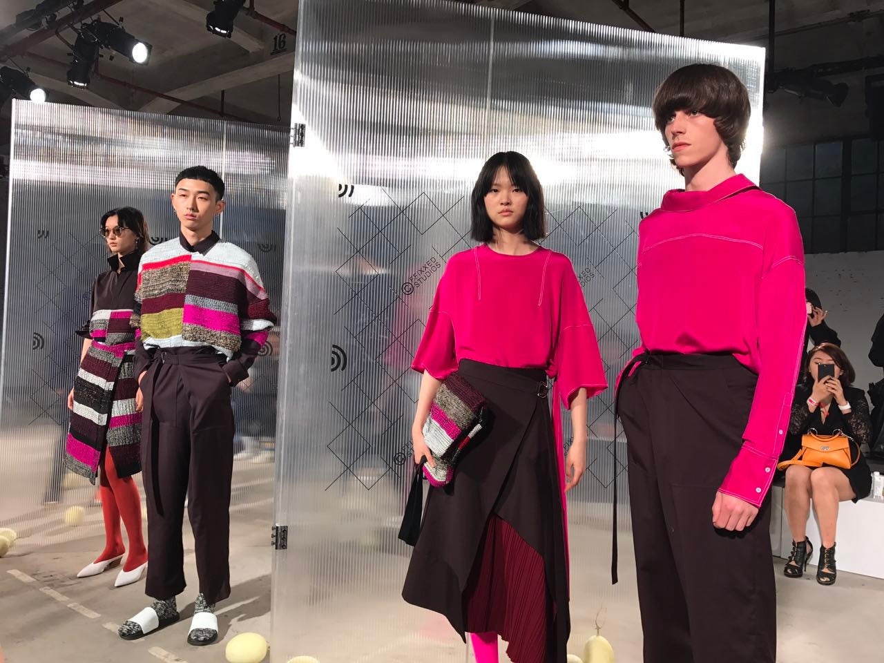 "The audience here is really mixed, the fashion crowd is experimental in finding their own style and what works, and as designers, we love that.," said co-designer of ffiXXed Studios Fiona Lau of the Labelhood platform at Shanghai Fashion Week.  (Photo by Tamsin Smith)