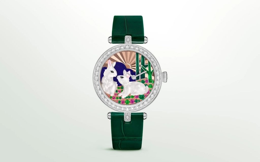Van Cleef amp; Arpels welcomed the Year of the Rabbit with the Lady Duo de Lapins watch. Photo: Van Cleef amp; Arpels
