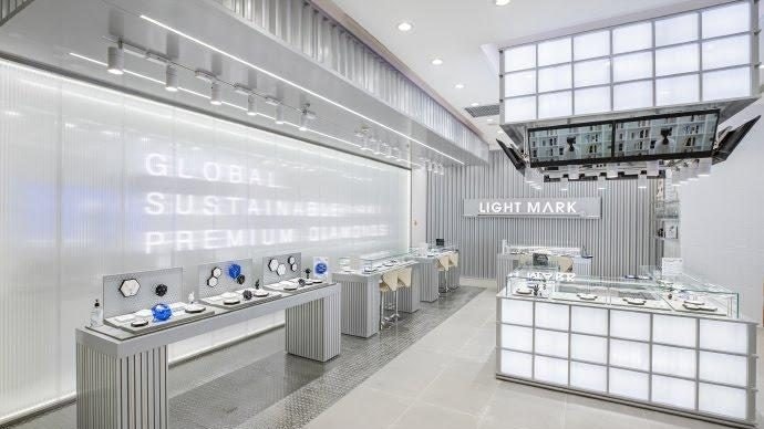 Lab-grown diamond brand Light Mark’s 2022 Chongqing flagship features a techy and sleek look. Photo: Courtesy of Light Mark
