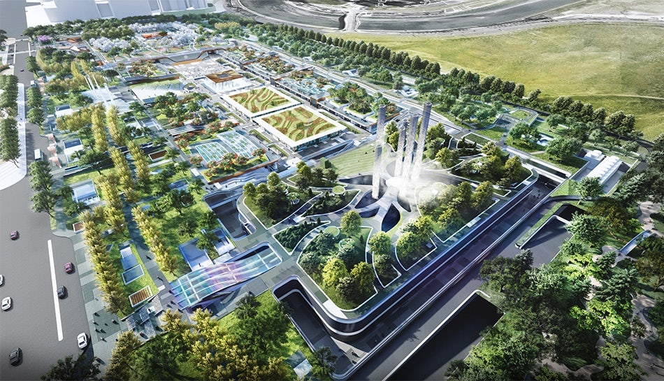 The project, in which SKP’s parent company invested 725 million, unites a “TOD + park + high-end shopping center” within one unique complex — ushering in a new era of retail. Image Courtesy of Sybarite