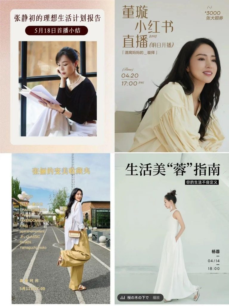 Celebrities including actresses Zhang Jingchu and Dong Xuan recently joined the livestreaming race to replicate the “quiet selling” approach. Photo: Xiaohongshu official account