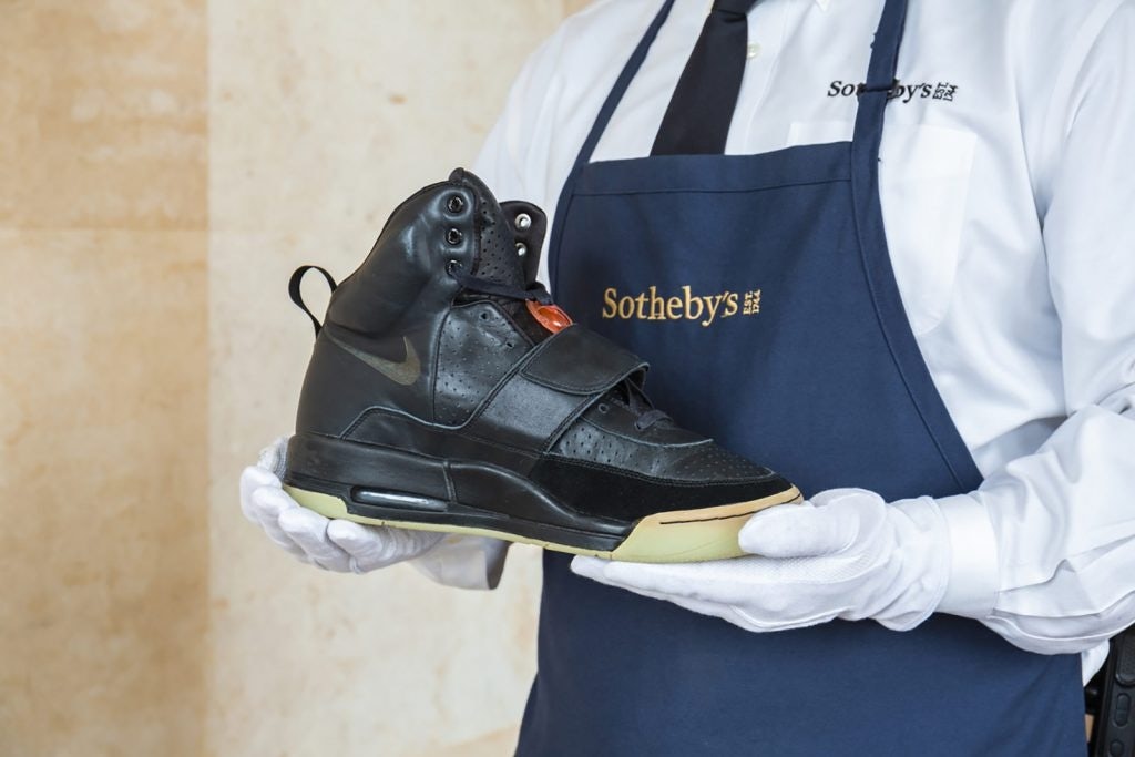 Sotheby's made history last year with its 1.8 million sale of the Nike Air Yeezy 1 Prototypes. Photo: Sotheby's