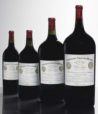 A lot of six bottles of Cheval Blanc 1947 sold for 20,000 euros at the auction today