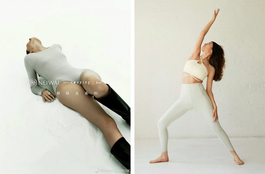 Neiwai unveiled an activewear capsule with Swaying/Knit (left) and Andrea Jiapei Li (right). Photo: Neiwai