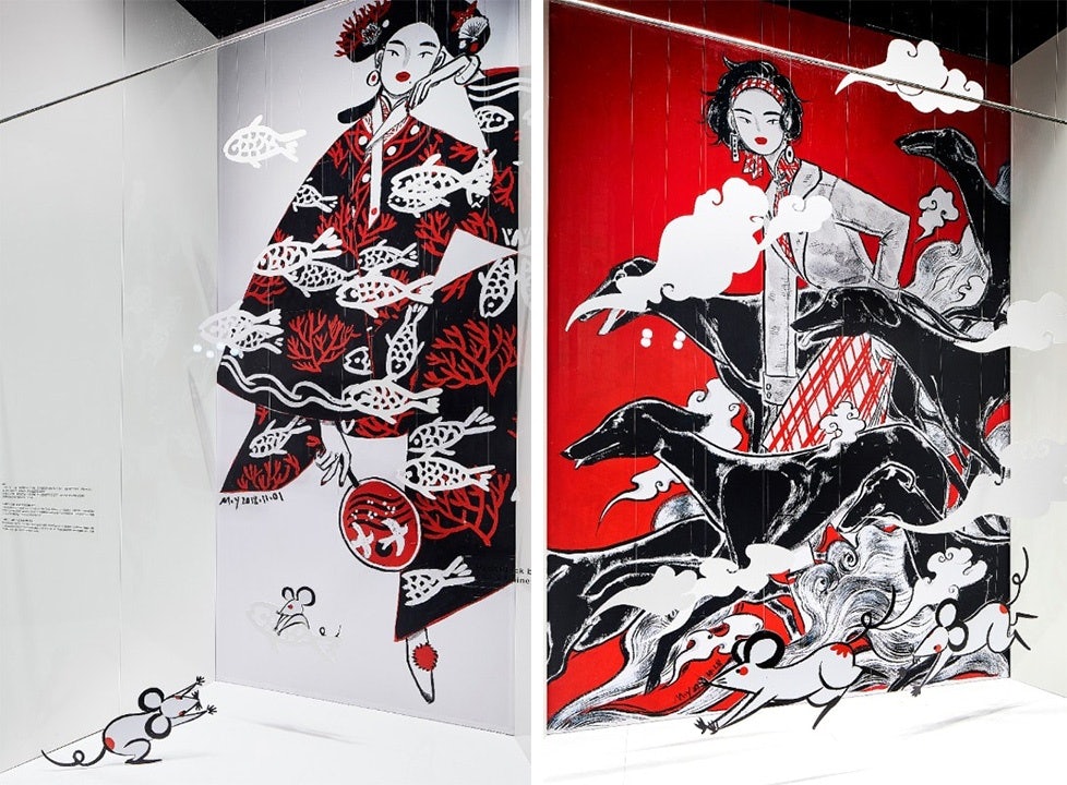 Rinascente tapped Chinese illustrator M.Y Chen Zuer to decorate its shop windows for Chinese New Year 2020. Photo: Domus