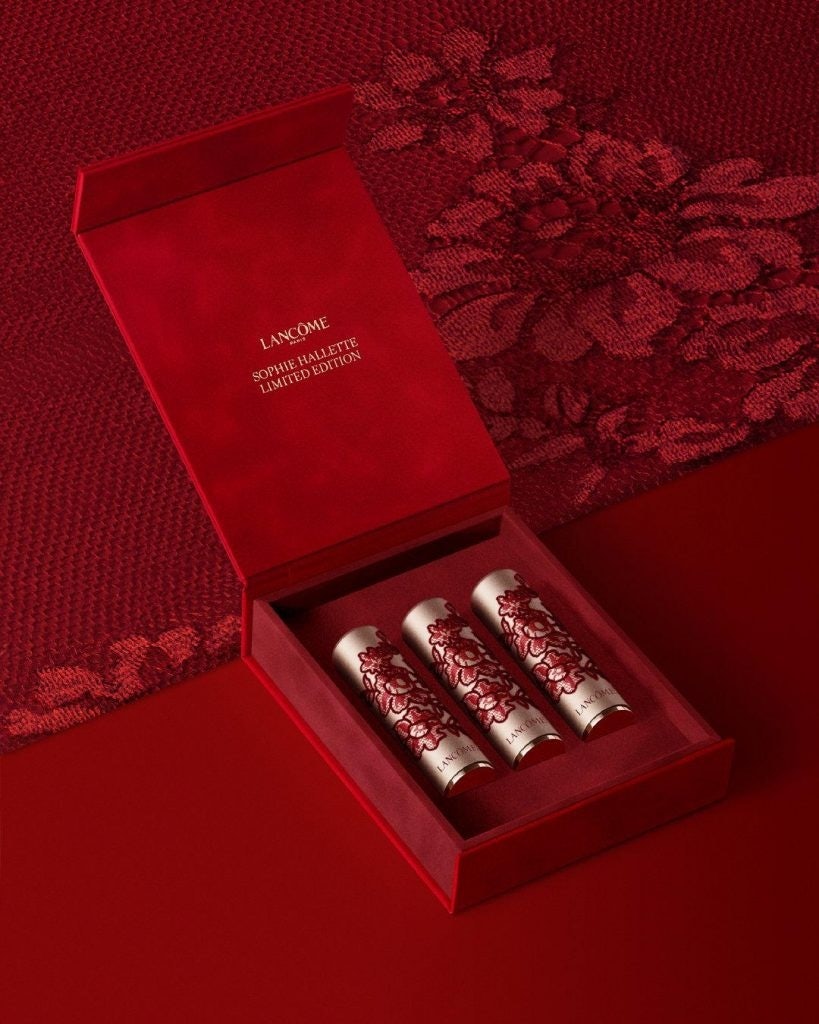 Lancôme’s 2021 CNY limited-edition lipstick box combines red with suede and lace. Photo: Lancôme’s Weibo