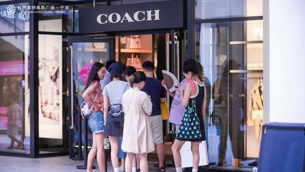 Customers queue outside of a Coach store at Ningbo’s Shanjing Outlet Plaza ahead of the 2023 Qixi Festival. Photo: Shanjing Outlet Plaza