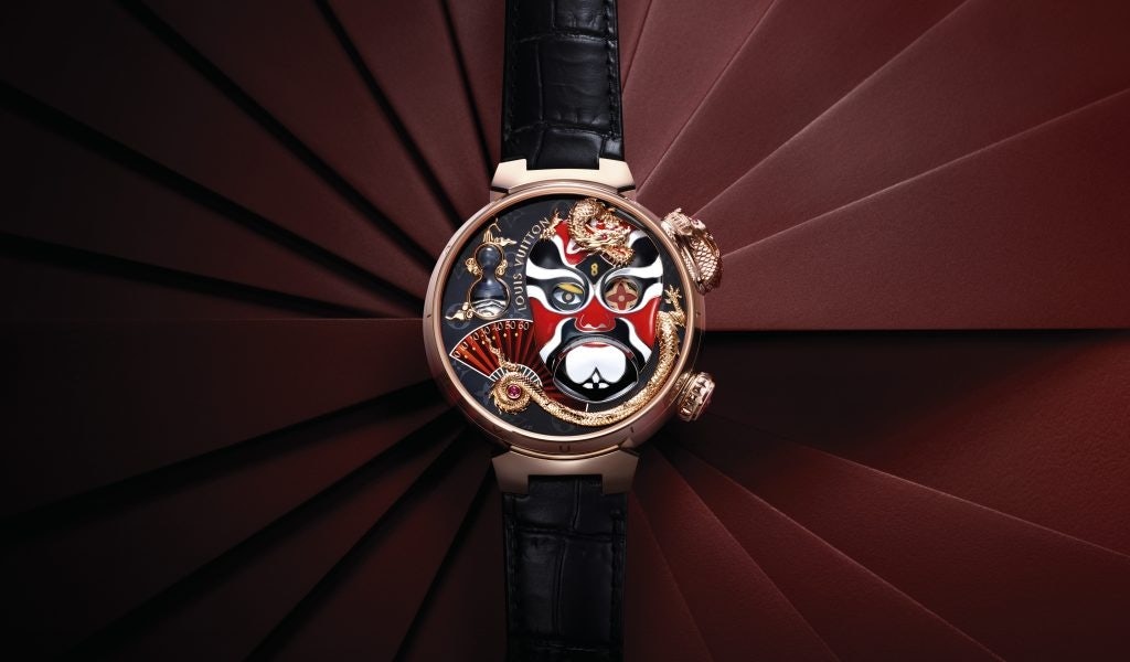 Taking inspiration from Sichuan Opera's mysterious 'Bian Lian,' Louis Vuitton created the Tambour Opera Automata. Image Courtesy of Louis Vuitton