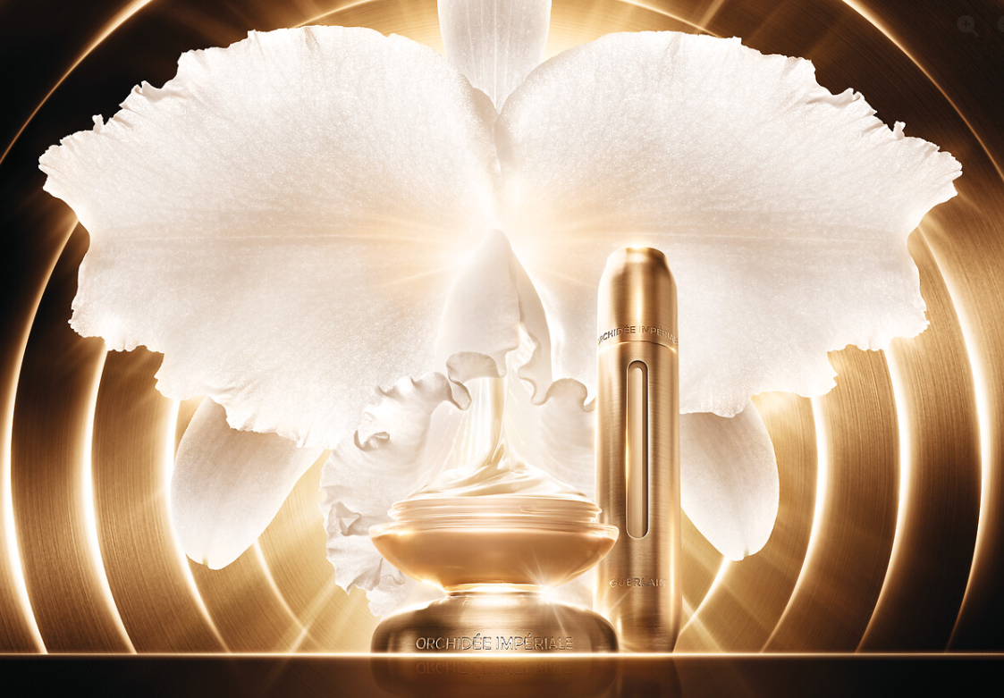 The newly launched Orchidée Impériale Gold Nobile collection offers an amplified rejuvenation effect that enhances the skin’s visible signs of youth and light. Photo: Guerlain