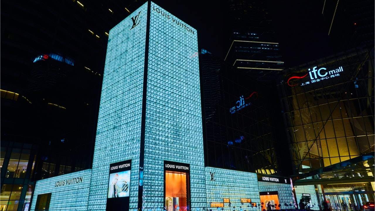 Exterior of a Louis Vuitton store in Nanjing road Shanghai, one of the largest luxury stores in China. Photo: Shutterstock
