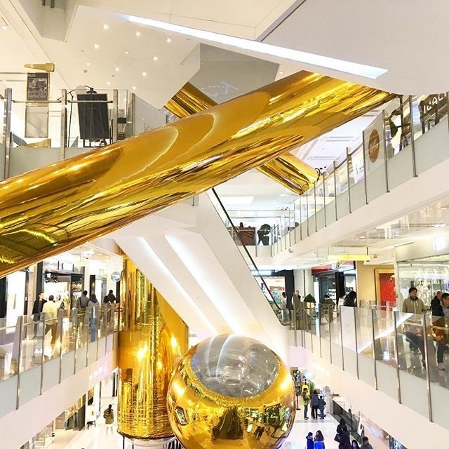 James Shen's 17.5 meter-high installation spreads out across multiple levels of the K11 art mall.
