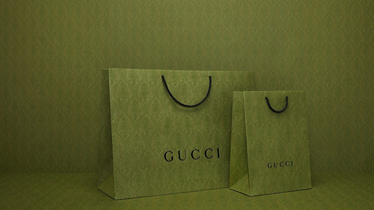 Luxury shopping bags became a crucial symbol for citizens during lockdown. Now, they’re surfacing in the resale market. Photo: Gucci