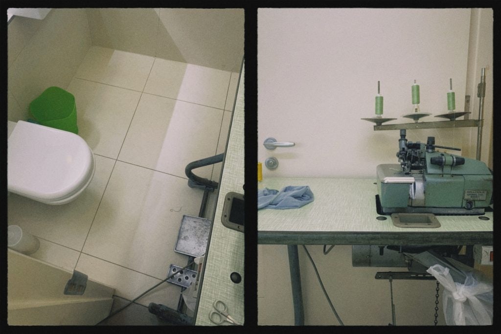 Central Saint Martins' graduate Lin Bihan has turned her bathroom into a makeshift studio. Photo: Lin Bihan